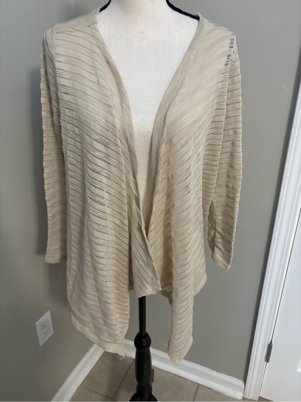 Open-Front Lightweight Cream Knit Cardigan
